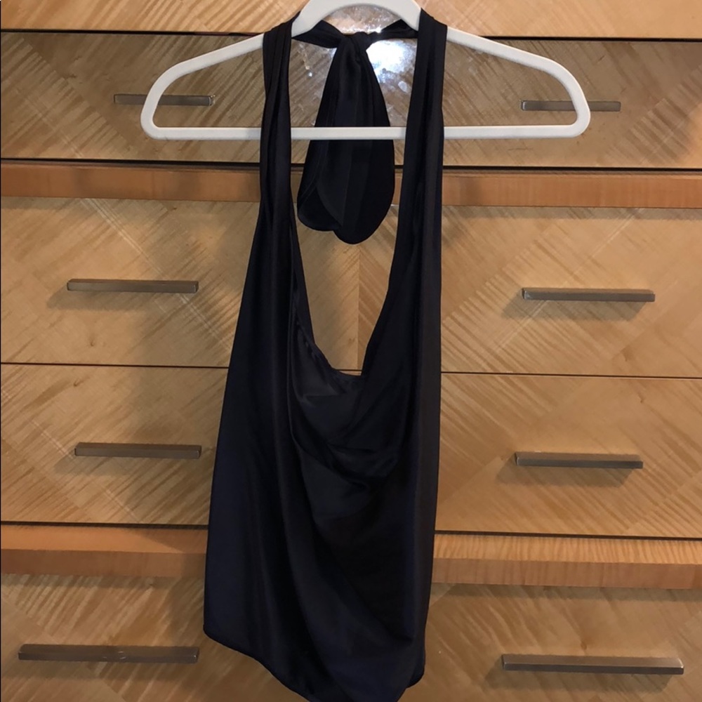 Open back versatile dark purple silk tank